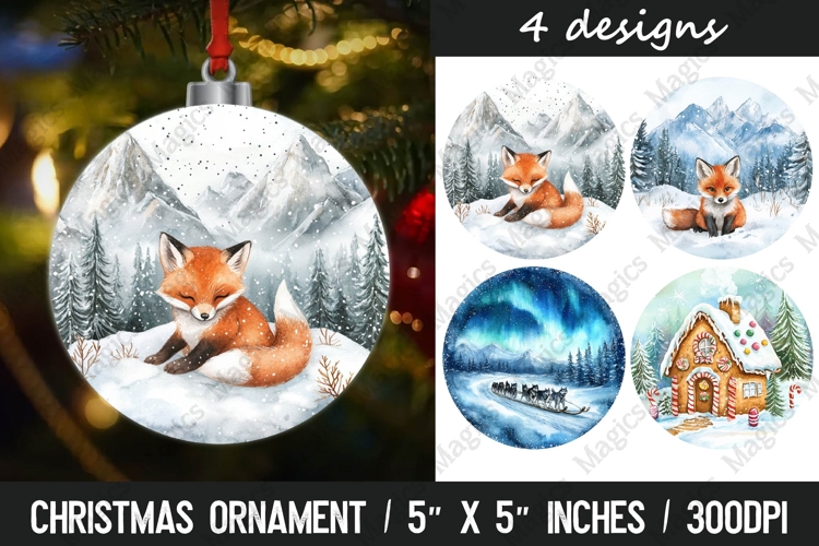Christmas round ornaments sublimation design