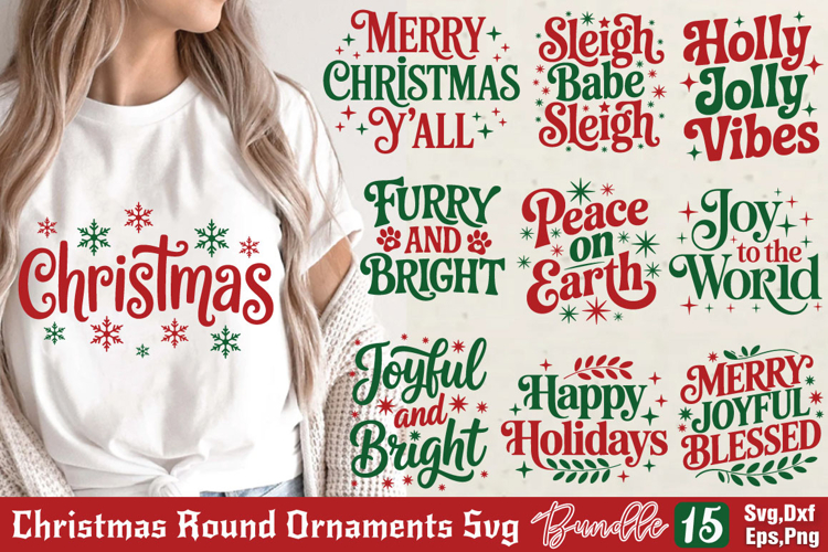 Christmas Round Ornaments SVG Bundle