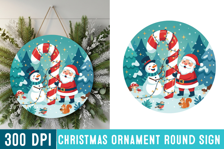 Christmas Ornaments Round Sign PNG, Christmas Round Sign PNG