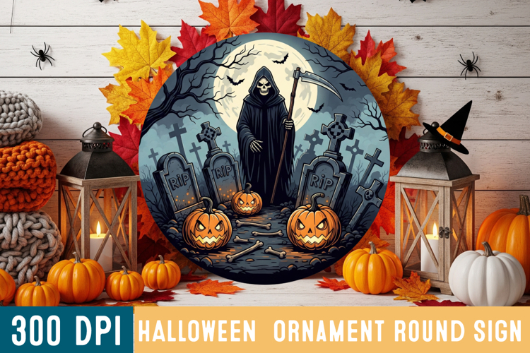 Halloween Round Sign Design PNG Perfect for Spooky Season