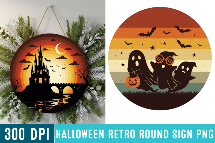 Halloween Ornaments Round Sign PNG, Halloween Round Sign PNG