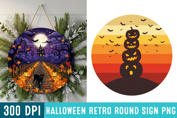 Halloween Round Sign Design PNG Perfect for Spooky Season