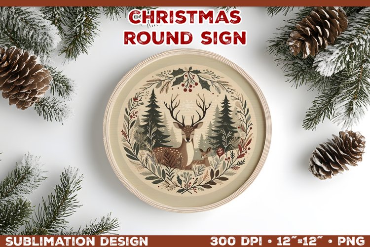 Cozy Woodland Animals Christmas Ornament Sublimation Design