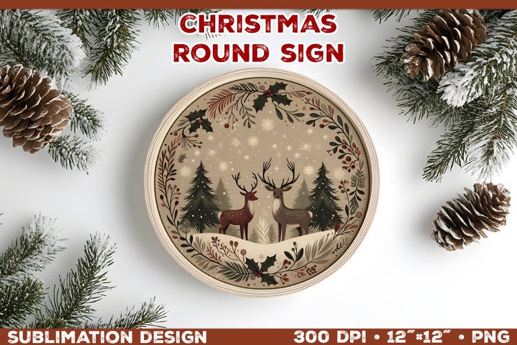 Cozy Woodland Animals Christmas Ornament Sublimation Design