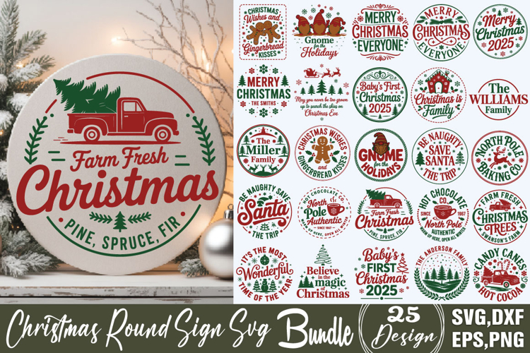 Christmas Round Sign Svg Bundle