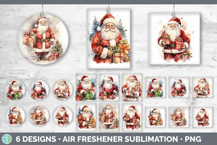 Bundle of six Watercolor Christmas Air Freshener designs.