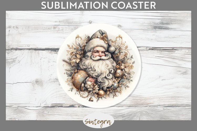Christmas Pastel Santa Claus v1 Round Coaster Sublimation
