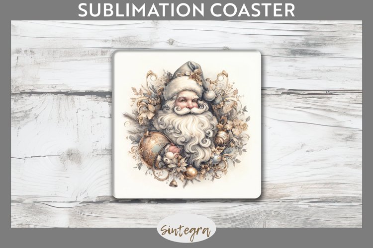 Christmas Pastel Santa Claus v1 Square Coaster Sublimation example image 1