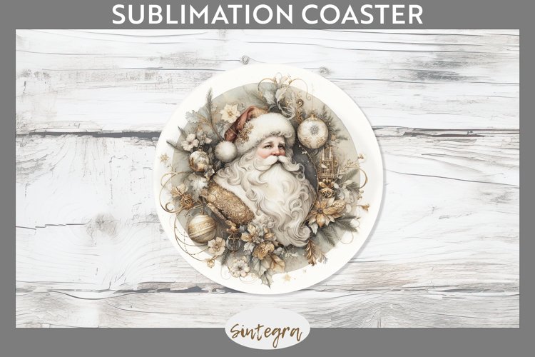 Christmas Pastel Santa Claus v2 Round Coaster Sublimation example image 1