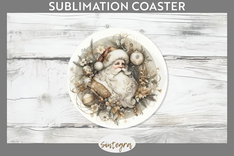 Christmas Pastel Santa Claus v2 Round Coaster Sublimation