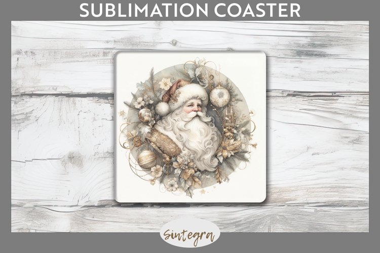 Christmas Pastel Santa Claus v2 Square Coaster Sublimation example image 1