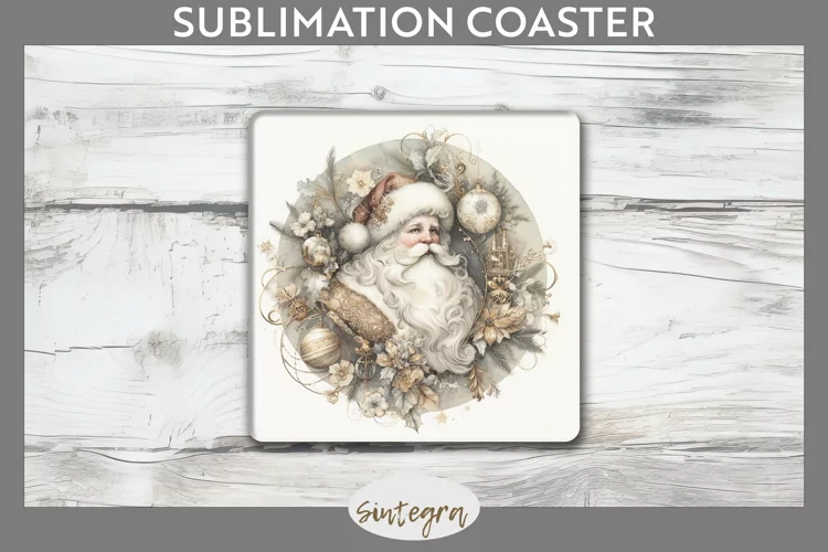 Christmas Pastel Santa Claus v2 Square Coaster Sublimation
