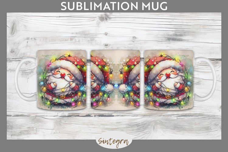 Christmas Santa Claus v3 Entangled in Lights Mug Wrap Sublim example image 1