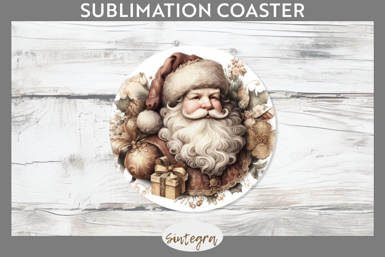 Christmas Pastel Santa Claus v3 Round Coaster Sublimation example image 1