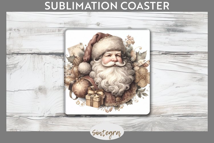 Christmas Pastel Santa Claus v3 Square Coaster Sublimation