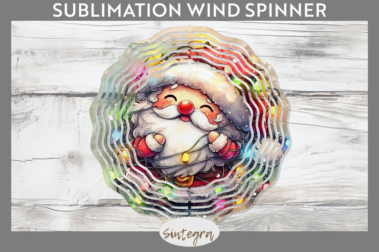 Christmas Santa Claus v3 Entangled in Lights Wind Spinner Su example image 1