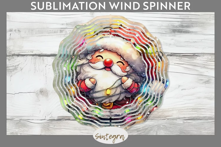 Christmas Santa Claus v3 Entangled in Lights Wind Spinner Su