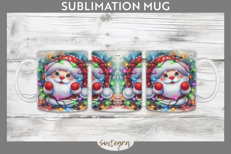 Christmas Santa Claus v4 Entangled in Lights Mug Wrap Sublim
