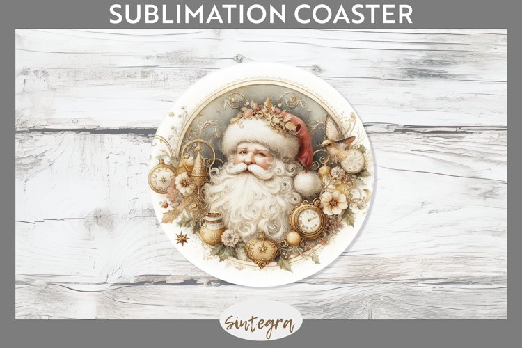 Christmas Pastel Santa Claus v4 Round Coaster Sublimation example image 1