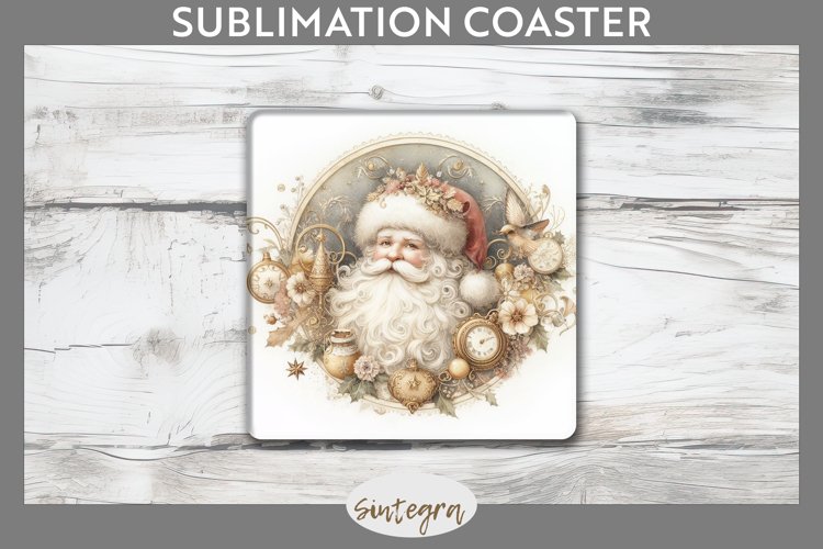 Christmas Pastel Santa Claus v4 Square Coaster Sublimation example image 1