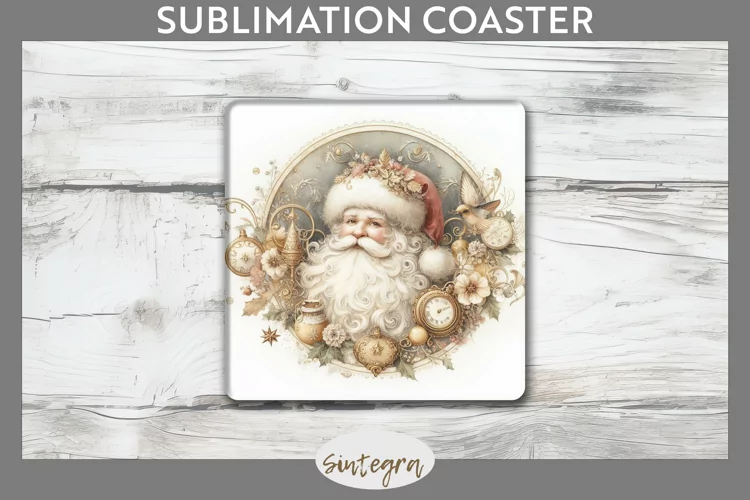 Christmas Pastel Santa Claus v4 Square Coaster Sublimation