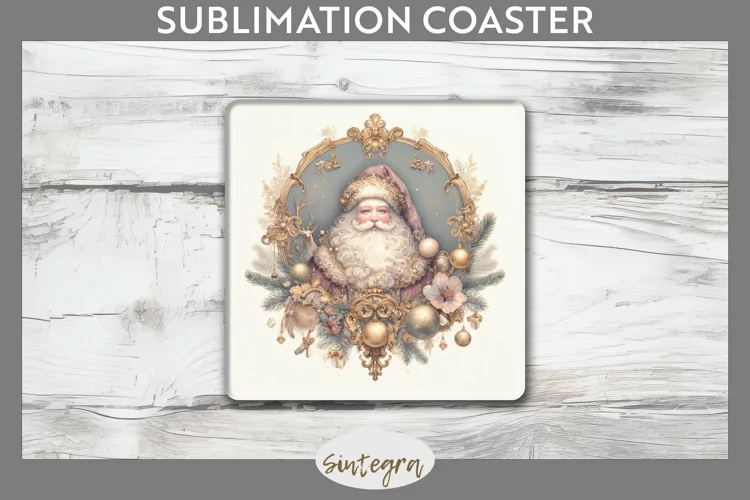Christmas Pastel Santa Claus v5 Square Coaster Sublimation
