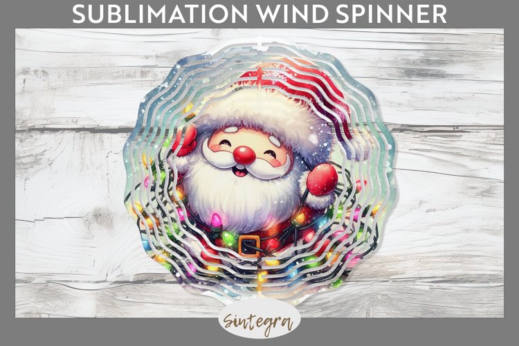 Christmas Santa Claus v5 Entangled in Lights Wind Spinner Su