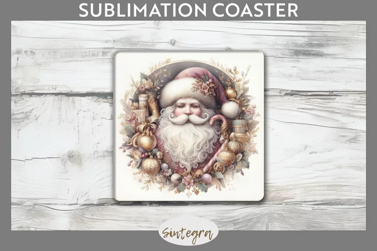 Christmas Pastel Santa Claus v6 Square Coaster Sublimation