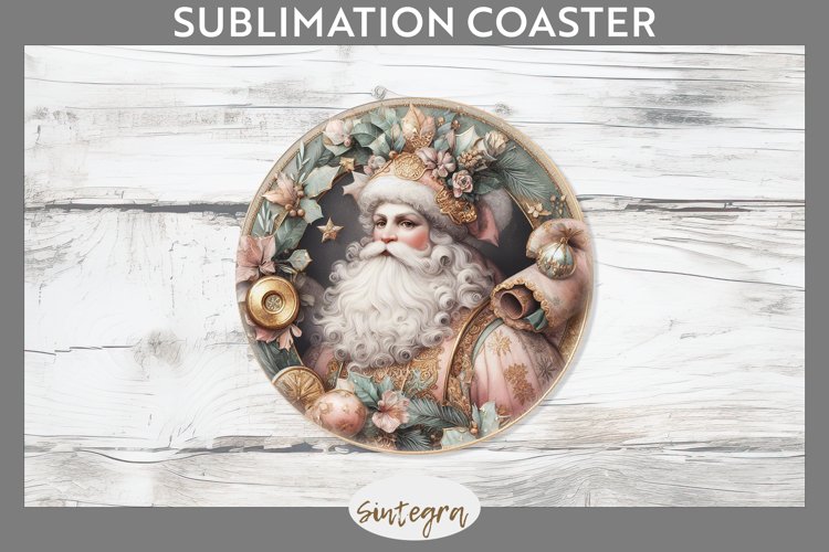Christmas Pastel Santa Claus v8 Round Coaster Sublimation