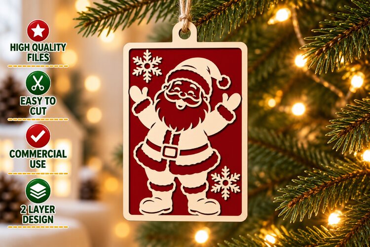 Christmas Santa Claus Ornament SVG example image 1