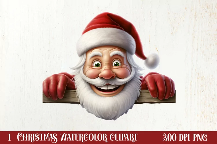 Christmas Santa Claus Peeking Clipart PNG