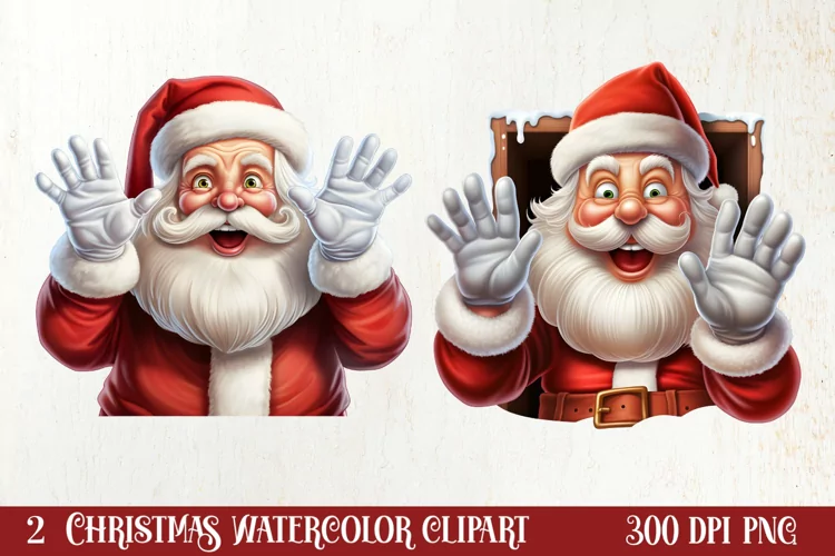 Christmas Santa Claus Peeking Clipart PNG