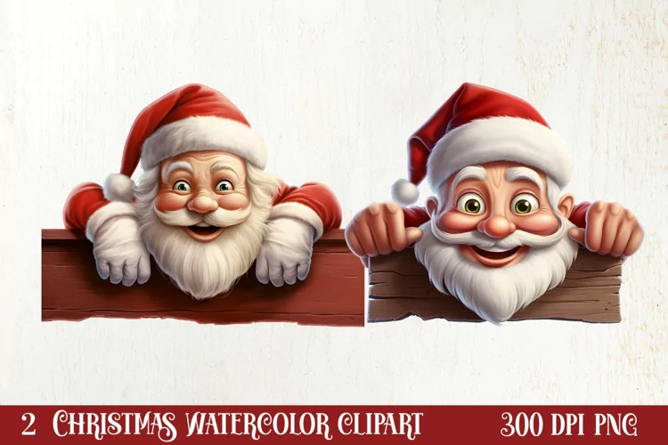 Christmas Santa Claus Peeking Clipart PNG