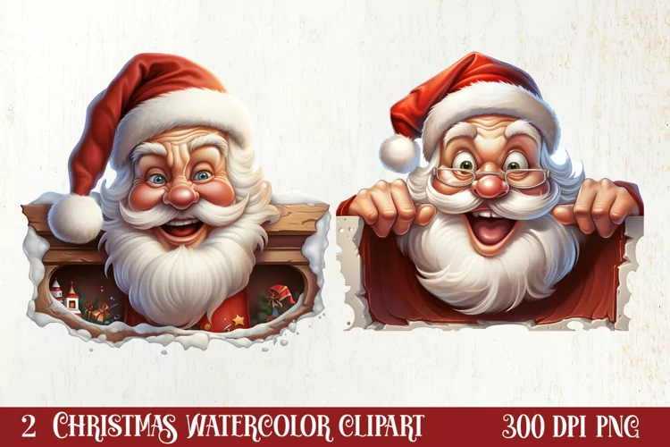 Christmas Santa Claus Peeking Clipart PNG