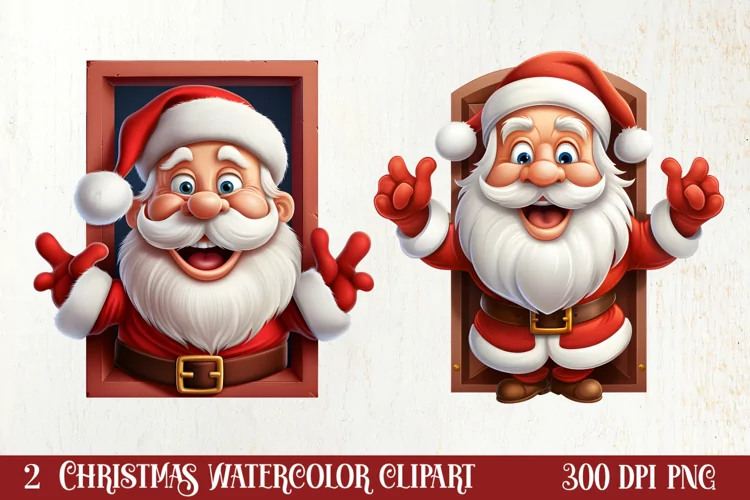 Christmas Santa Claus Peeking Clipart PNG