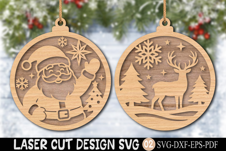 Christmas Santa Claus Reindeer Laser Cut