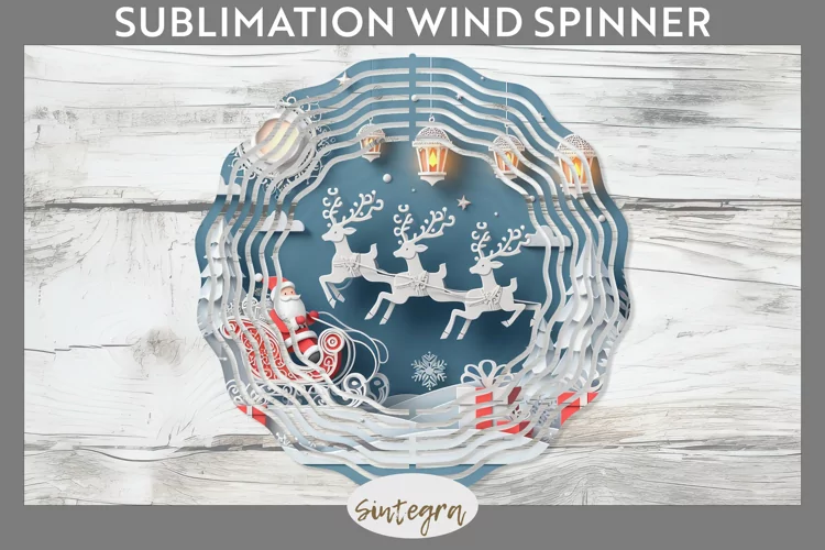 3D Christmas Santa v1 Wind Spinner Sublimation