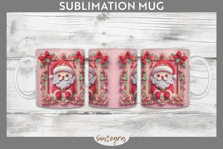3D Christmas Santa v10 Mug Wrap Sublimation example image 1