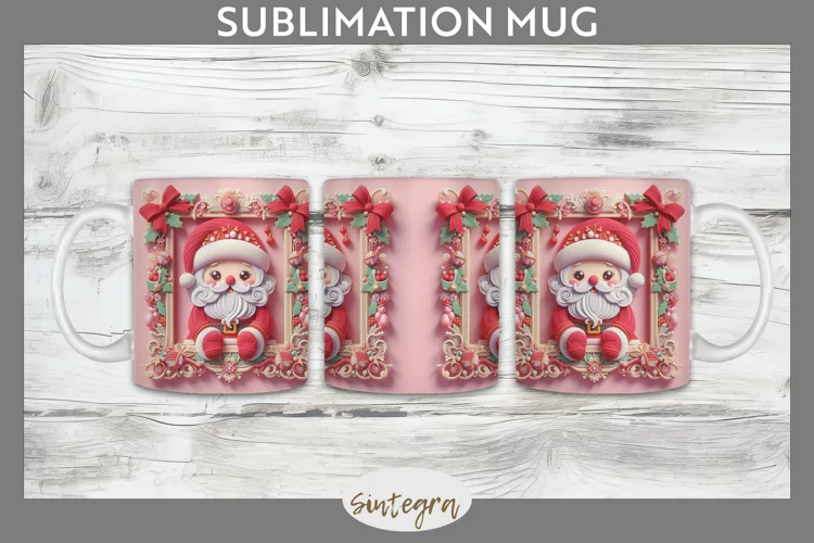 3D Christmas Santa v10 Mug Wrap Sublimation