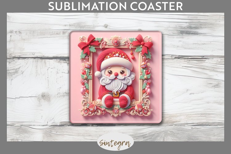 3D Christmas Santa v10 Square Coaster Sublimation example image 1