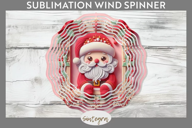 3D Christmas Santa v10 Wind Spinner Sublimation