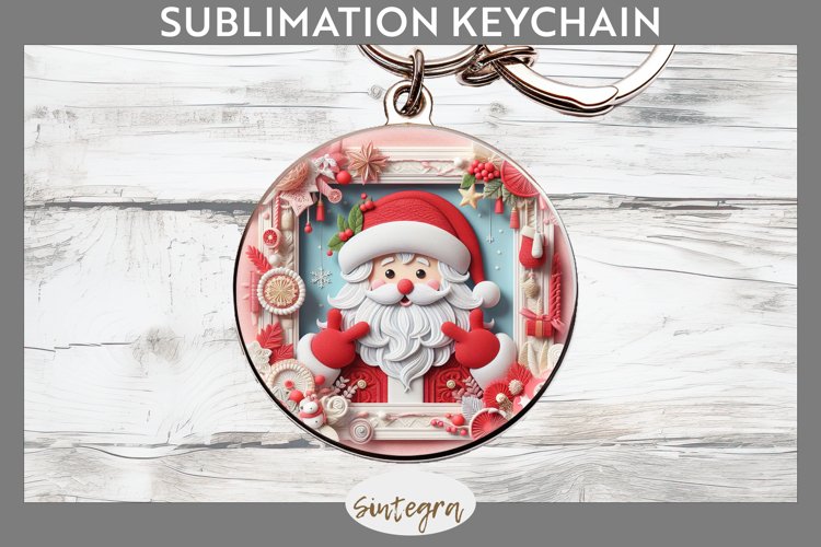3D Christmas Santa v11 Round Keychain Sublimation