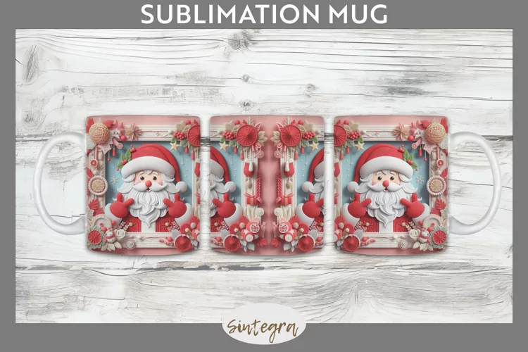 3D Christmas Santa v11 Mug Wrap Sublimation