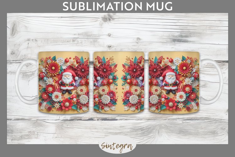 3D Christmas Santa v12 Mug Wrap Sublimation example image 1