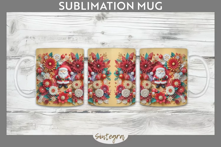 3D Christmas Santa v12 Mug Wrap Sublimation