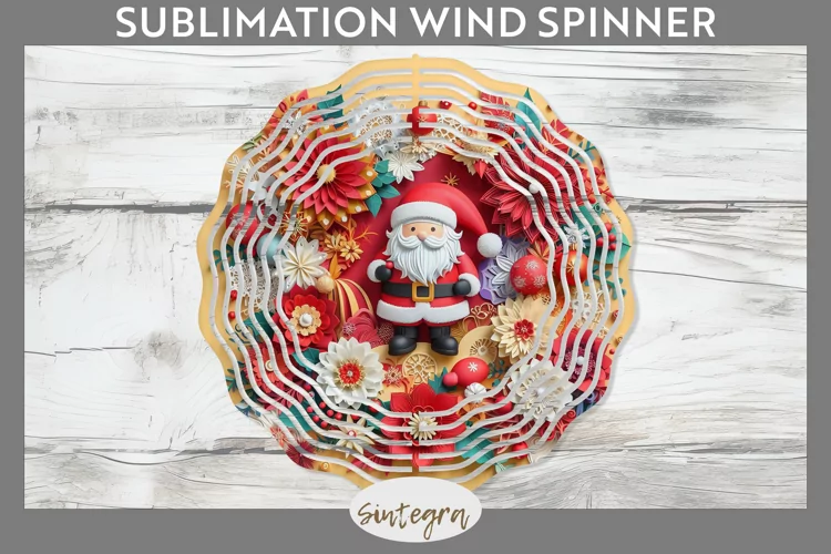 3D Christmas Santa v12 Wind Spinner Sublimation