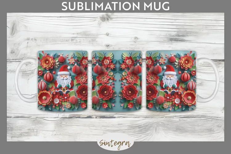 3D Christmas Santa v14 Mug Wrap Sublimation