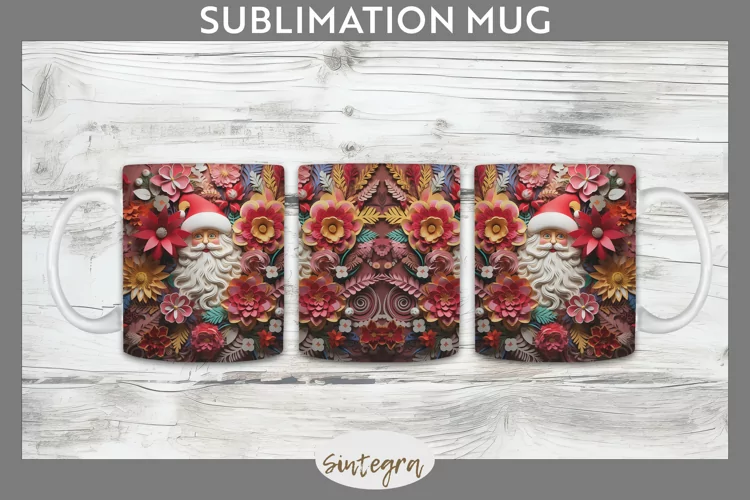 3D Christmas Santa v15 Mug Wrap Sublimation