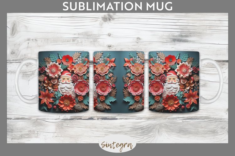 3D Christmas Santa v16 Mug Wrap Sublimation example image 1