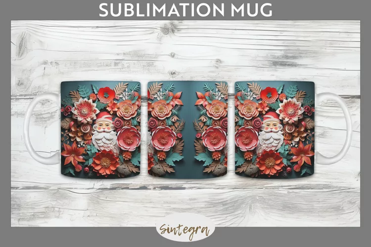 3D Christmas Santa v16 Mug Wrap Sublimation